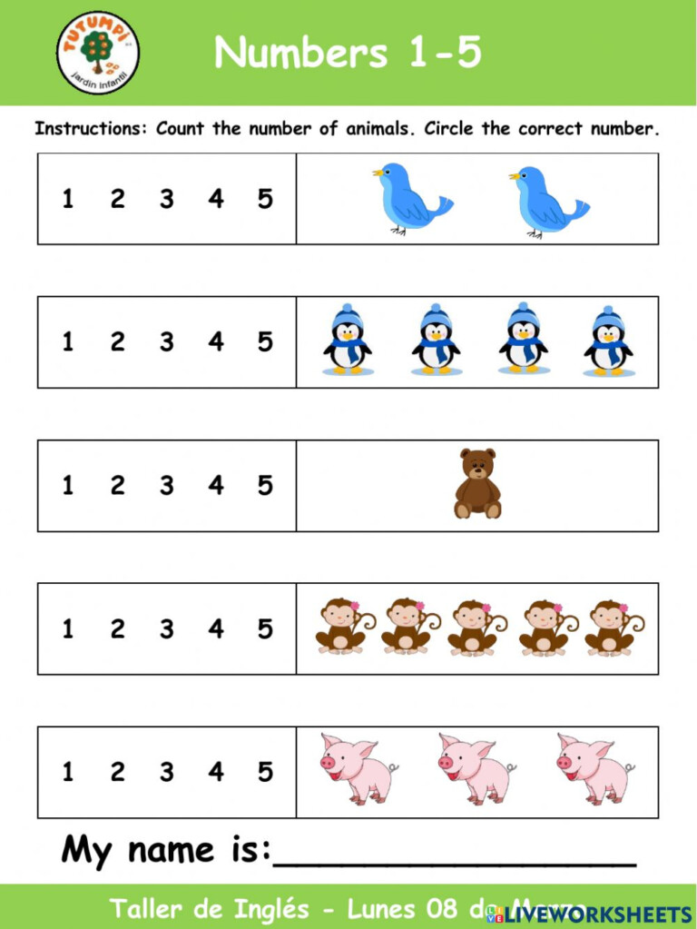 Numbers 1 5 Worksheet For Preschool - CountingWorksheets.com