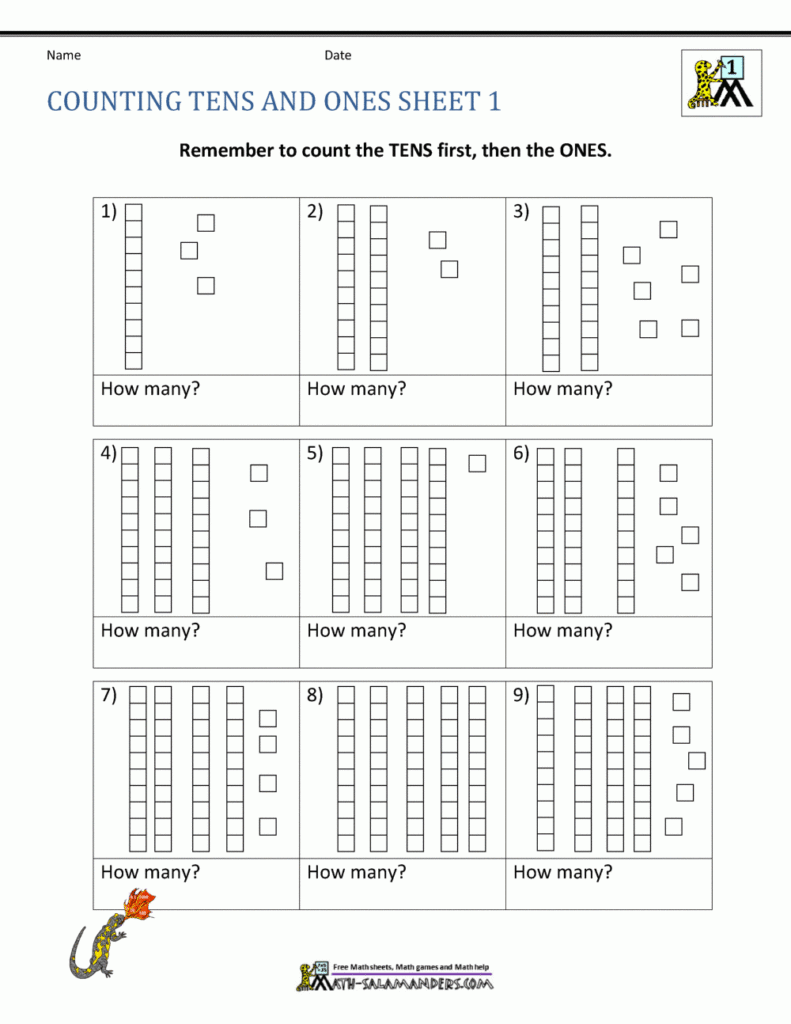 Place Value Ones And Tens Worksheets