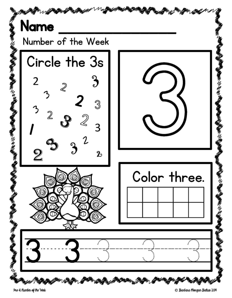 Pre K Number Of The Week Kindergarten Math Worksheets Pre 