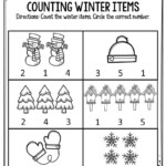 Preschool Worksheets Counting Winter Items The Keeper Of The Memories