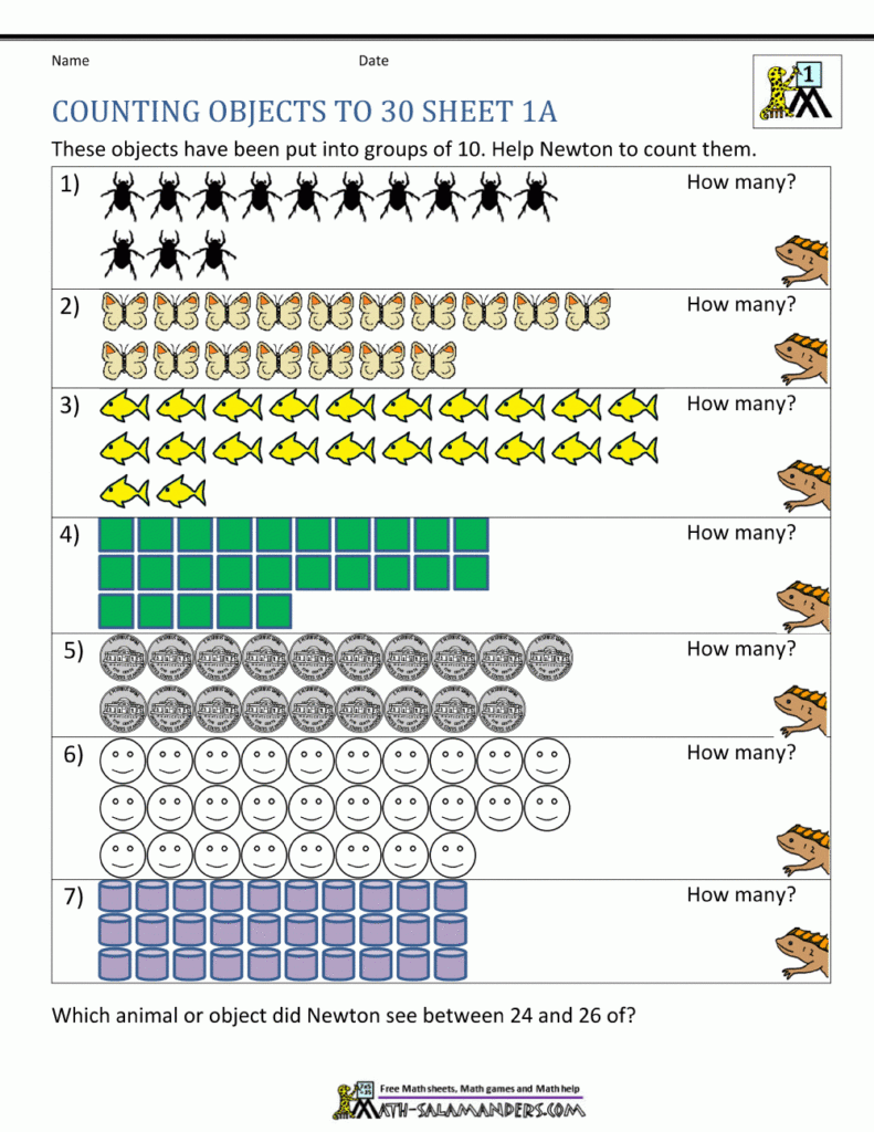 Printable Counting Worksheet Counting Up To 50