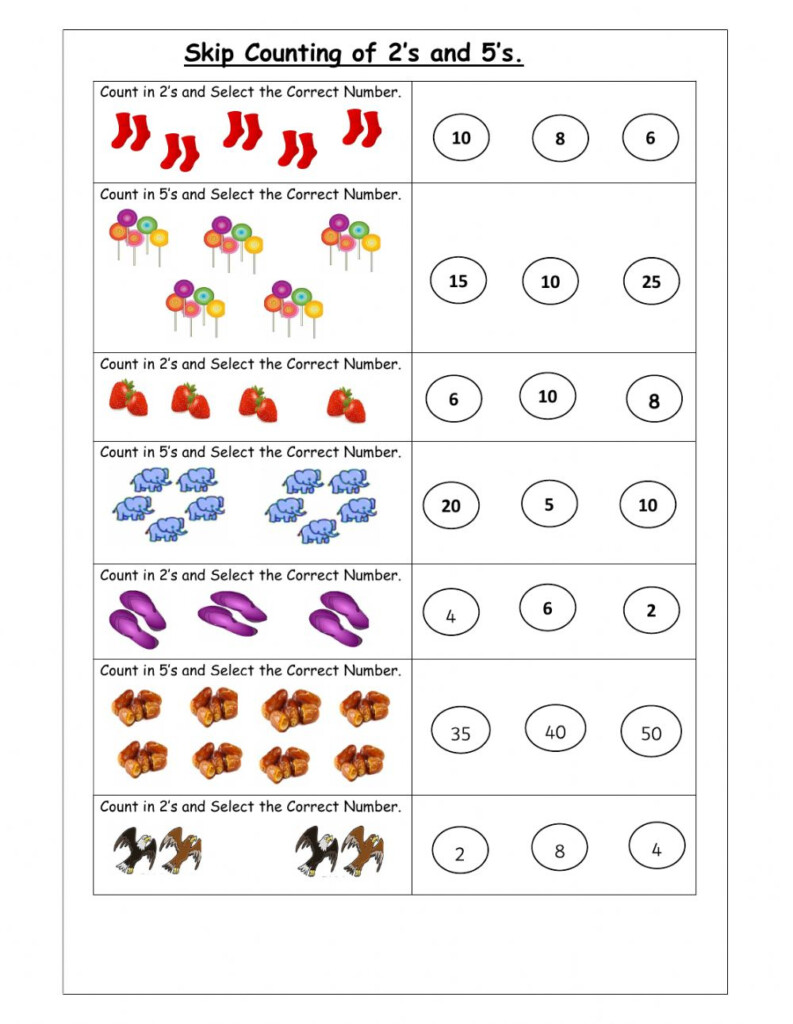 Select The Correct Answer Skip Counting Of 2s And 5s Worksheet