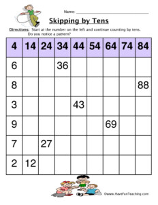 Skip Count By Tens Chart Worksheet Have Fun Teaching ...