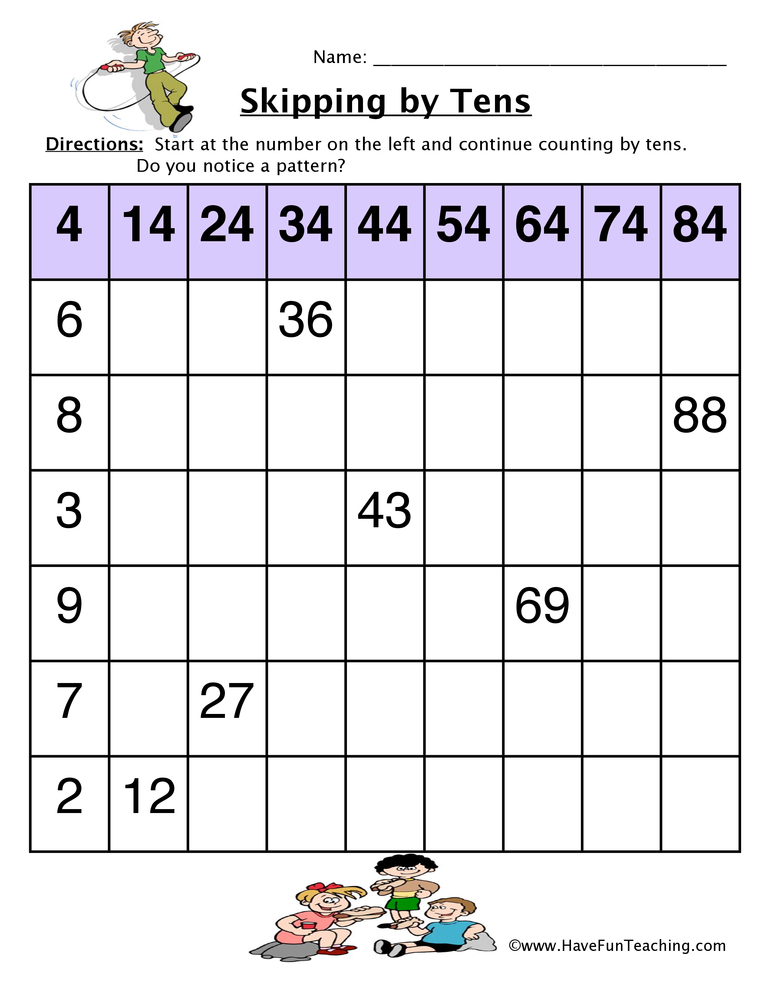 Skip Count By Tens Chart Worksheet Have Fun Teaching