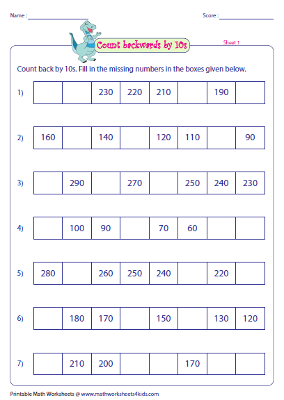 Skip Counting By 7s Worksheets