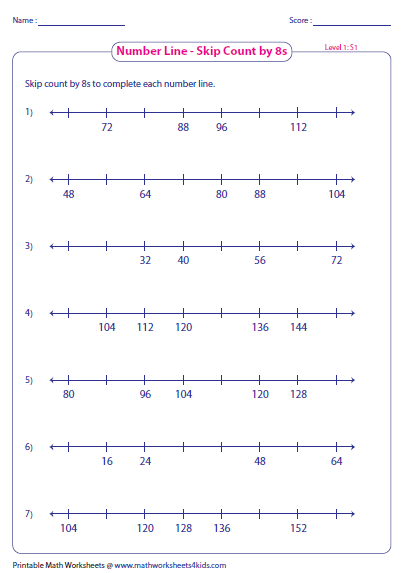 Skip Counting By 8s Worksheets