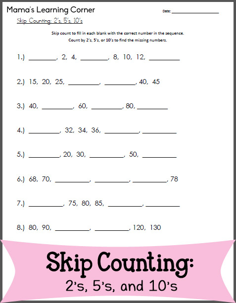 Skip Counting Worksheet 2s 5s 10s Mamas Learning Corner