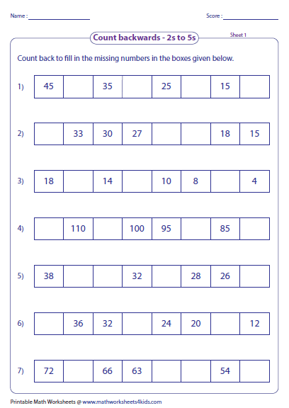 Skip Counting Worksheets Mixed Review