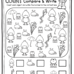 SPRING Count Compare And Write Easy Kindergarten Spring Worksheet