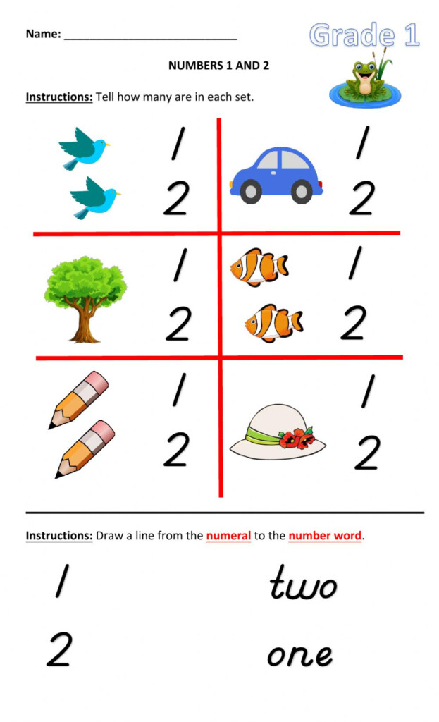 The Numbers 1 And 2 Worksheet - CountingWorksheets.com