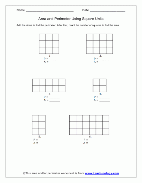 Third Grade Area Worksheet Square Units