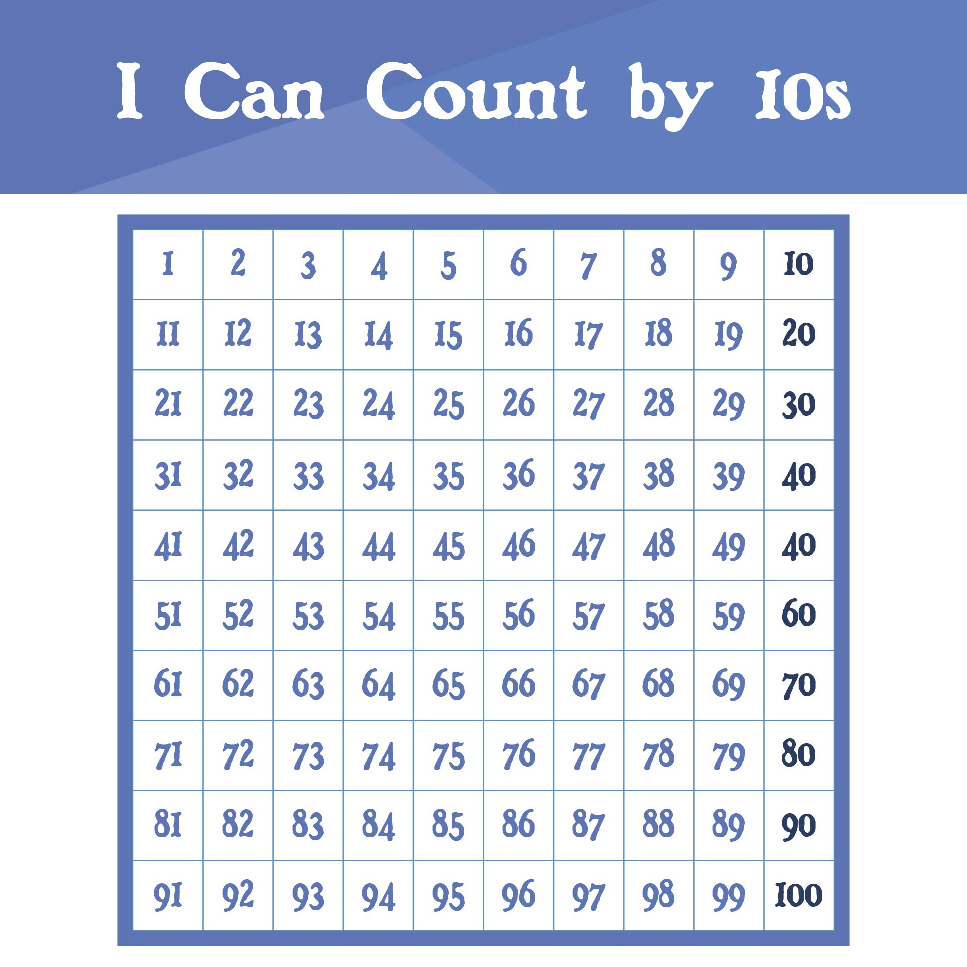 10 Best Counting By 10s Chart Printable PDF For Free At Printablee ...