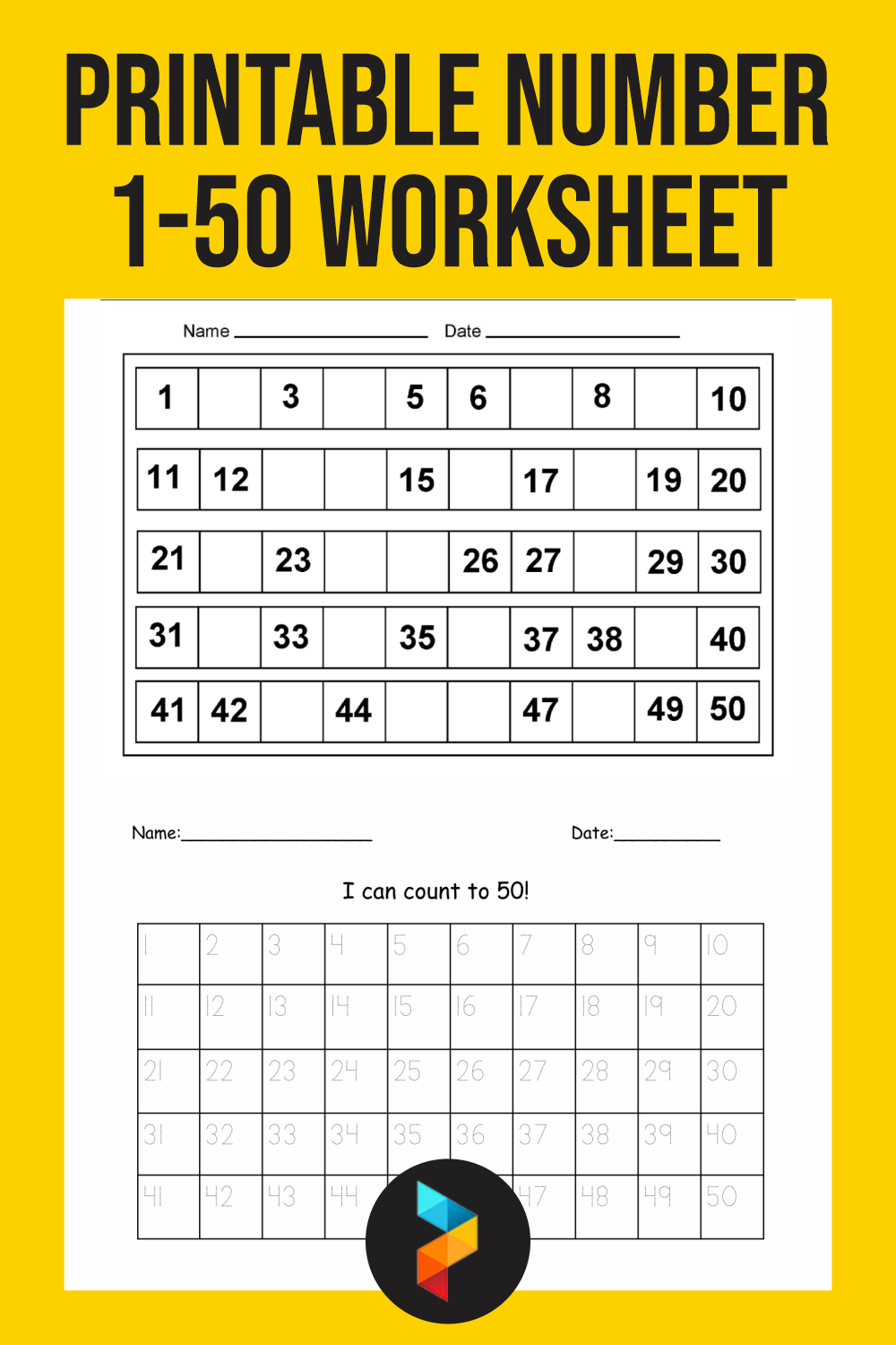 12 Best Printable Number 1 50 Worksheet Printablee