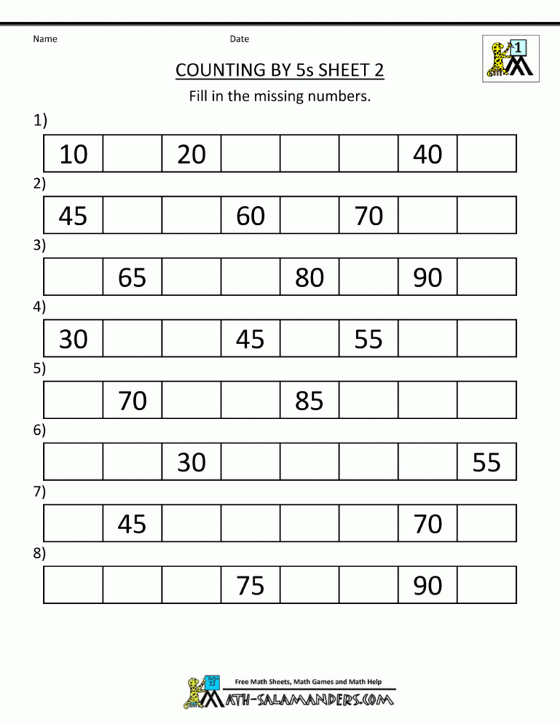 1st Grade Math Worksheets Counting By 1s 5s And 10s