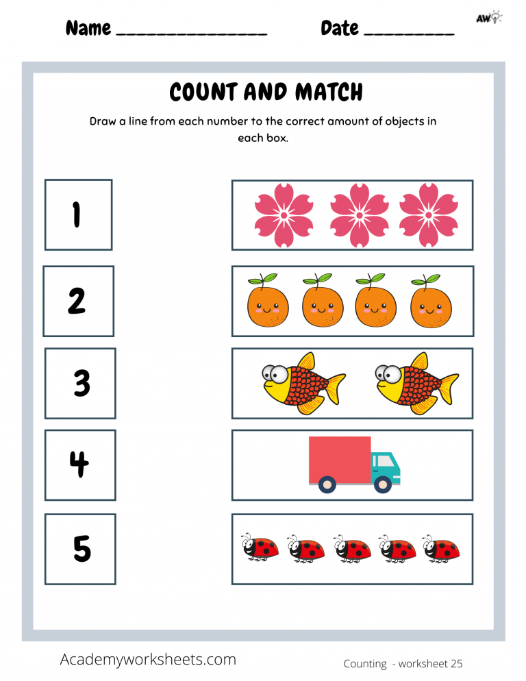 Count And Match Numbers 1 5 Worksheets Academy Worksheets