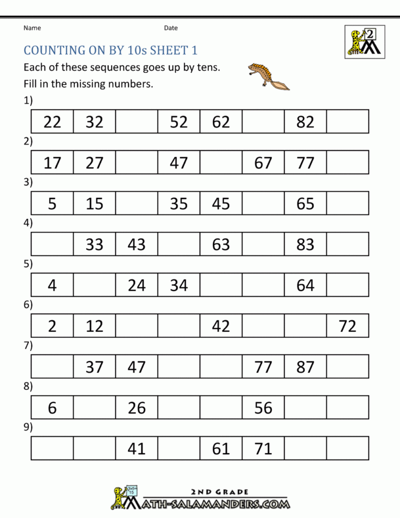 Count By Tens Worksheets