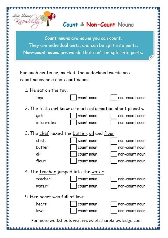 Count Noun And Mass Noun Worksheet Pdf VBATED