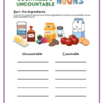 Countable And Uncountable Nouns Worksheets Examples