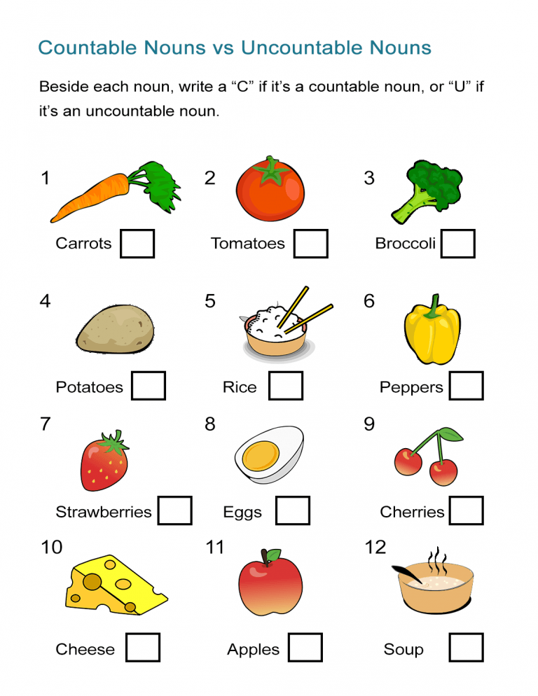 Countable Nouns Vs Uncountable Nouns Worksheet ALL ESL