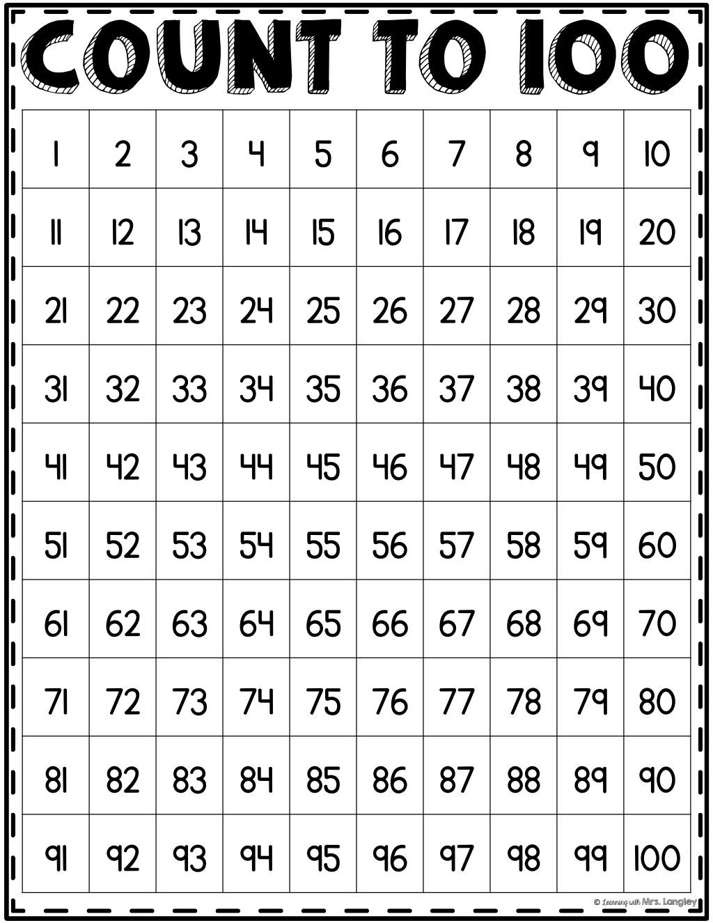 Counting 1 To 100 Worksheet