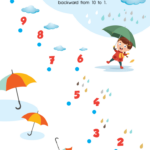 Counting Backwards From 10 To 1 In The Rain Worksheet For Kids