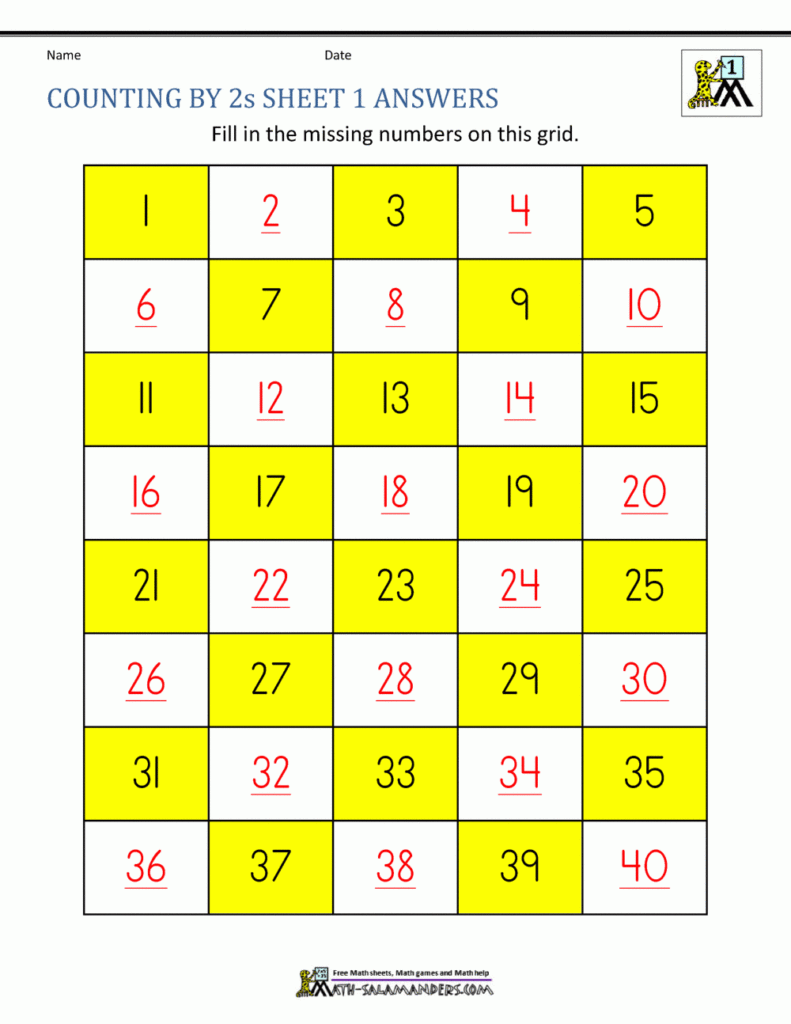 Counting By 2s Worksheets