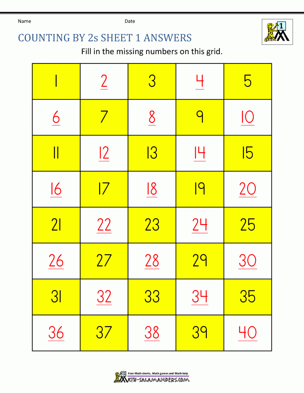 Counting By 2s Worksheets - CountingWorksheets.com