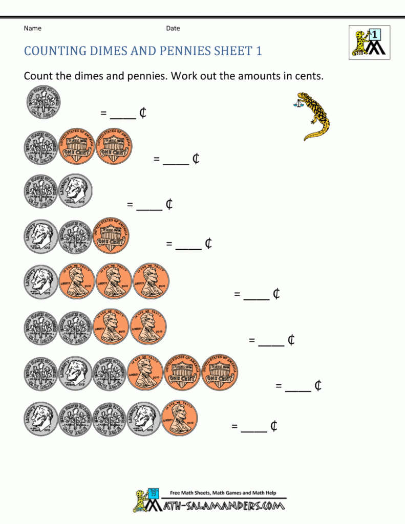 Counting Money Worksheets 1st Grade