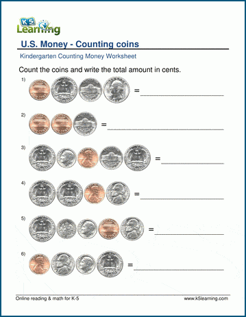 Counting Money Worksheets For Preschool And Kindergarten K5 Learning