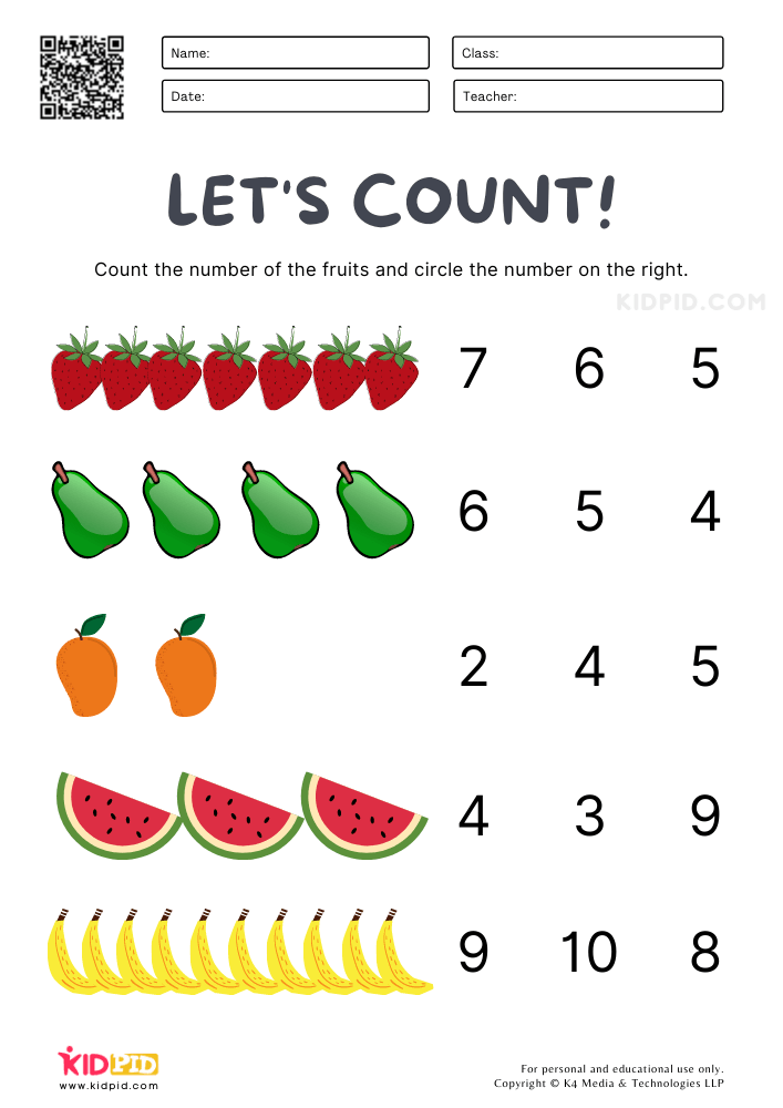 Counting Numbers Worksheet For Kids 1 10 Kidpid