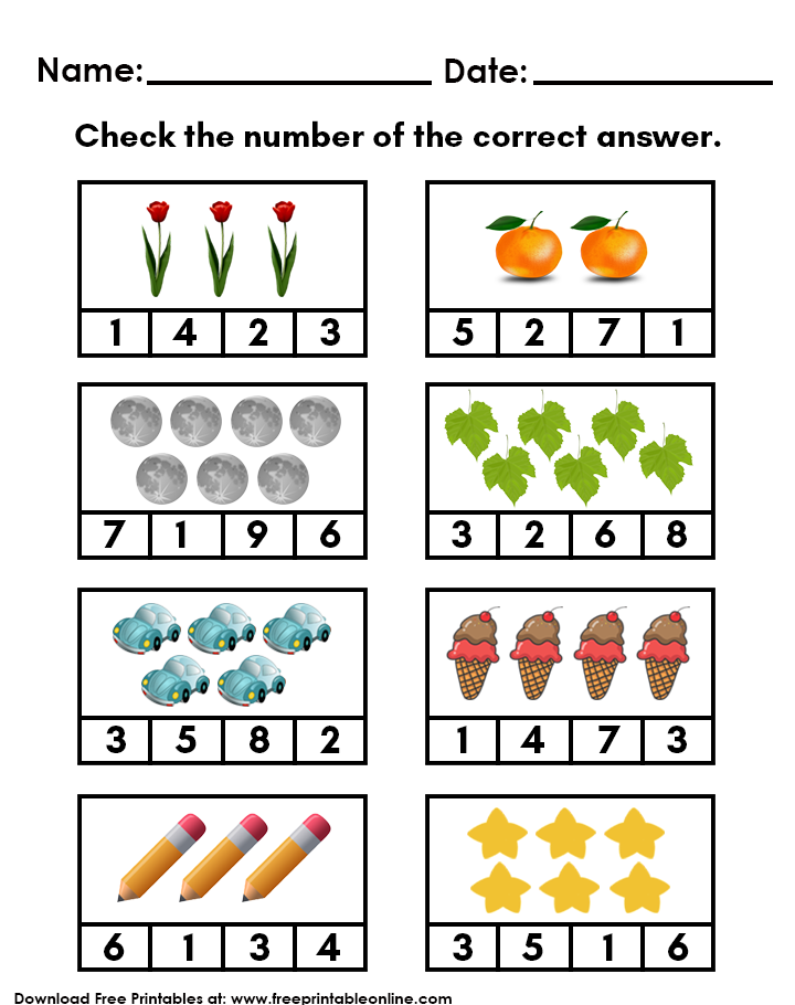 Counting Objects 1 To 10 Worksheets