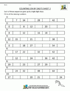 Counting On And Back Worksheets 3rd Grade - CountingWorksheets.com