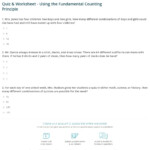 Counting Outcomes Worksheet Worksheet Counting Principles