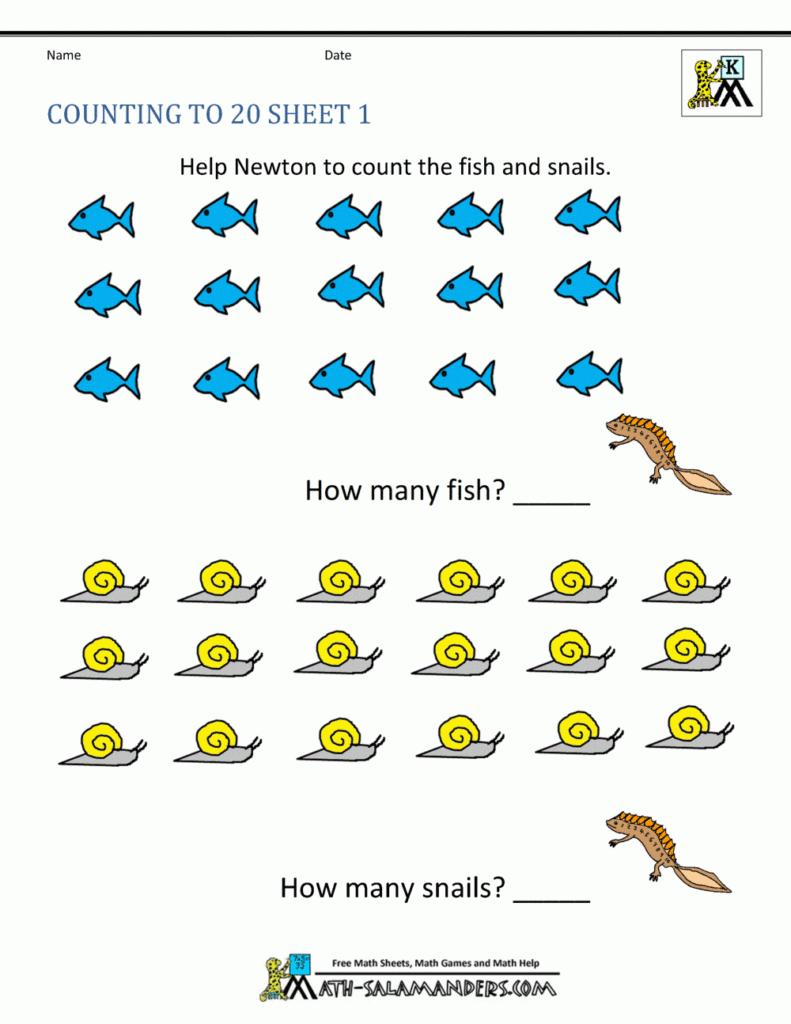 Counting To 20 Worksheets