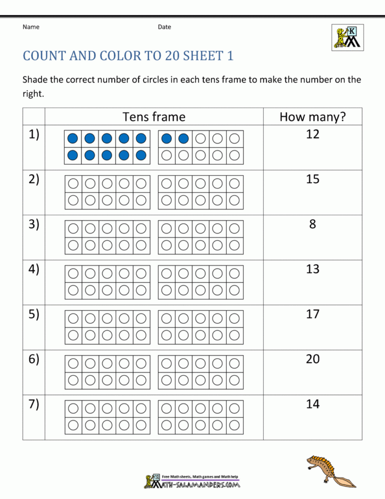 Counting To 20 Worksheets