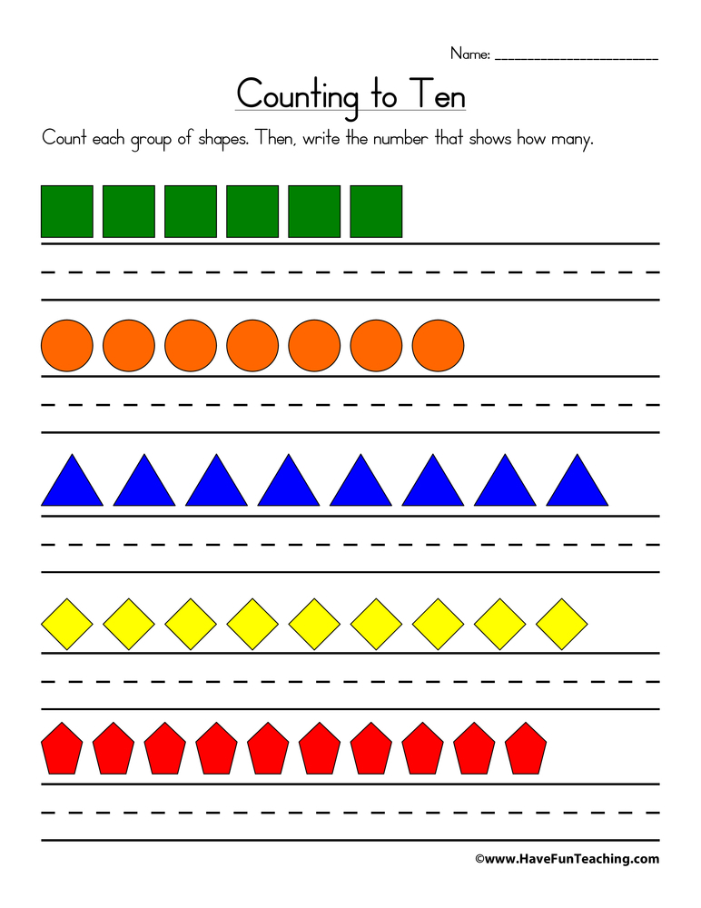 Counting To Ten Worksheet Have Fun Teaching