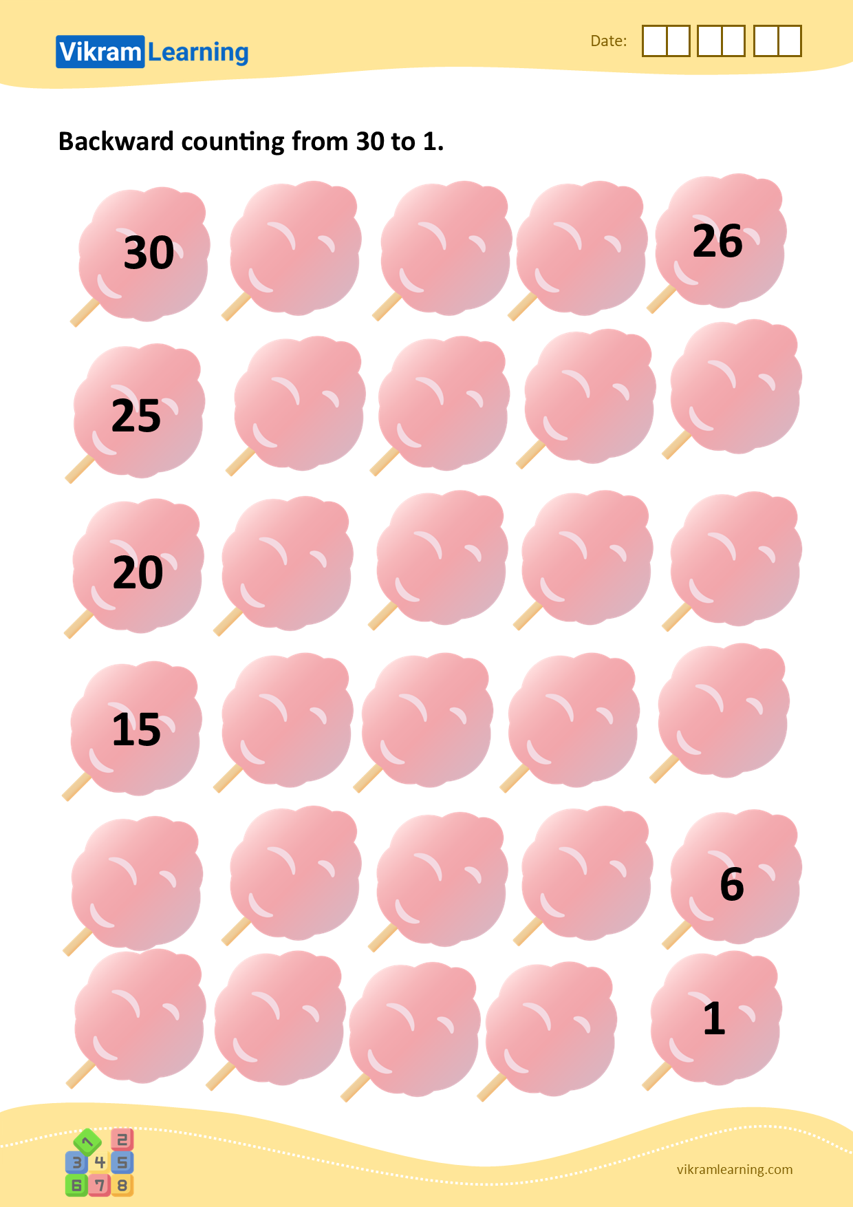 Download Backward Counting From 30 To 1 Worksheets Vikramlearning