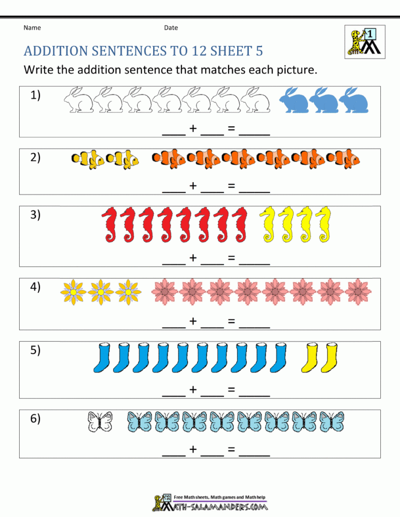 First Grade Addition Worksheets