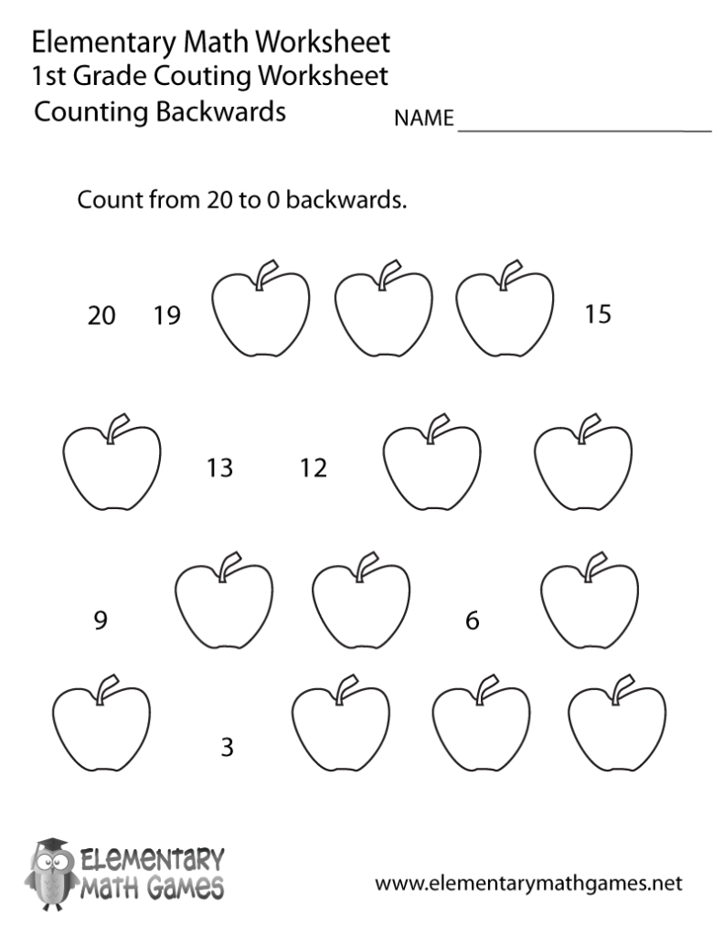 Free Printable Counting Backwards Worksheet For First Grade