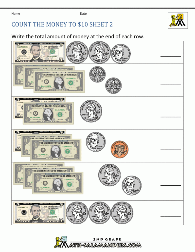 Free Printable Counting Money Worksheets