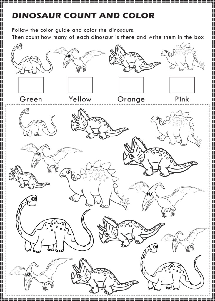 Free Printable Dinosaurs I Spy Count And Color Activity Page For Kids 