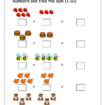 Free Printable Number Addition Worksheets 1 10 For Kindergarten And