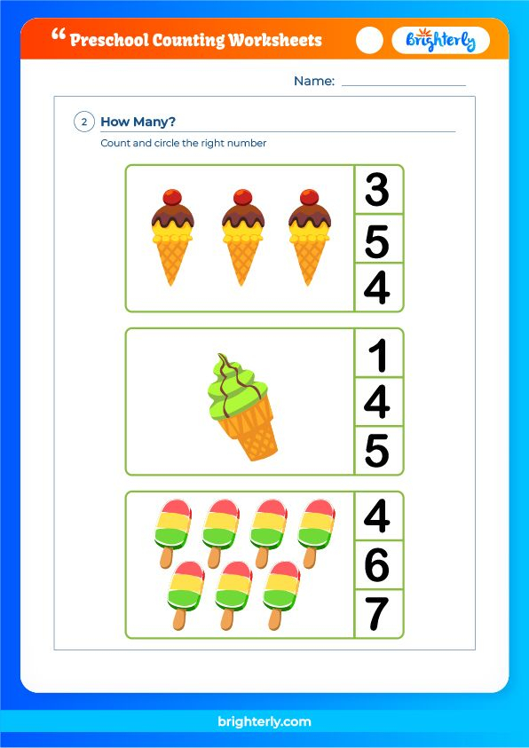 Free Printable Preschool Counting Worksheets PDFs Brighterly