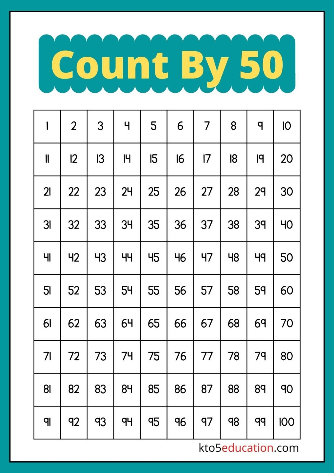 Free Skip Counting By 50 Number Worksheet - Countingworksheets.com