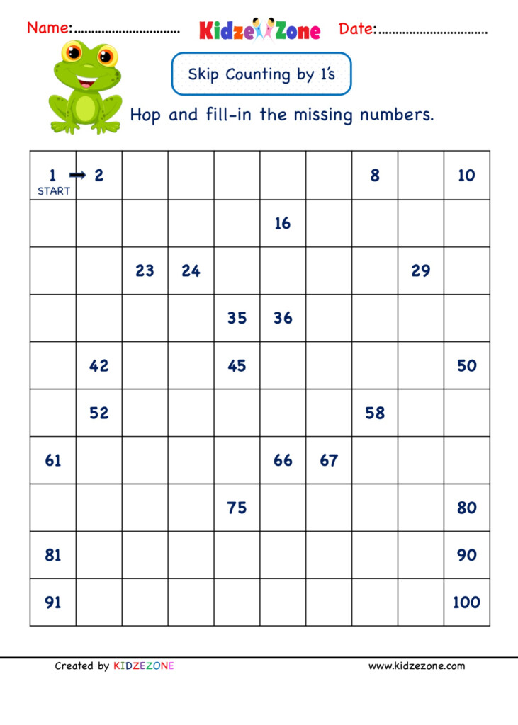 Grade 1 Math Number Worksheets Skip Counting By 1