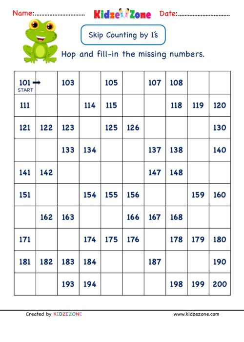 Grade 1 Math Number Worksheets Skip Counting By 1