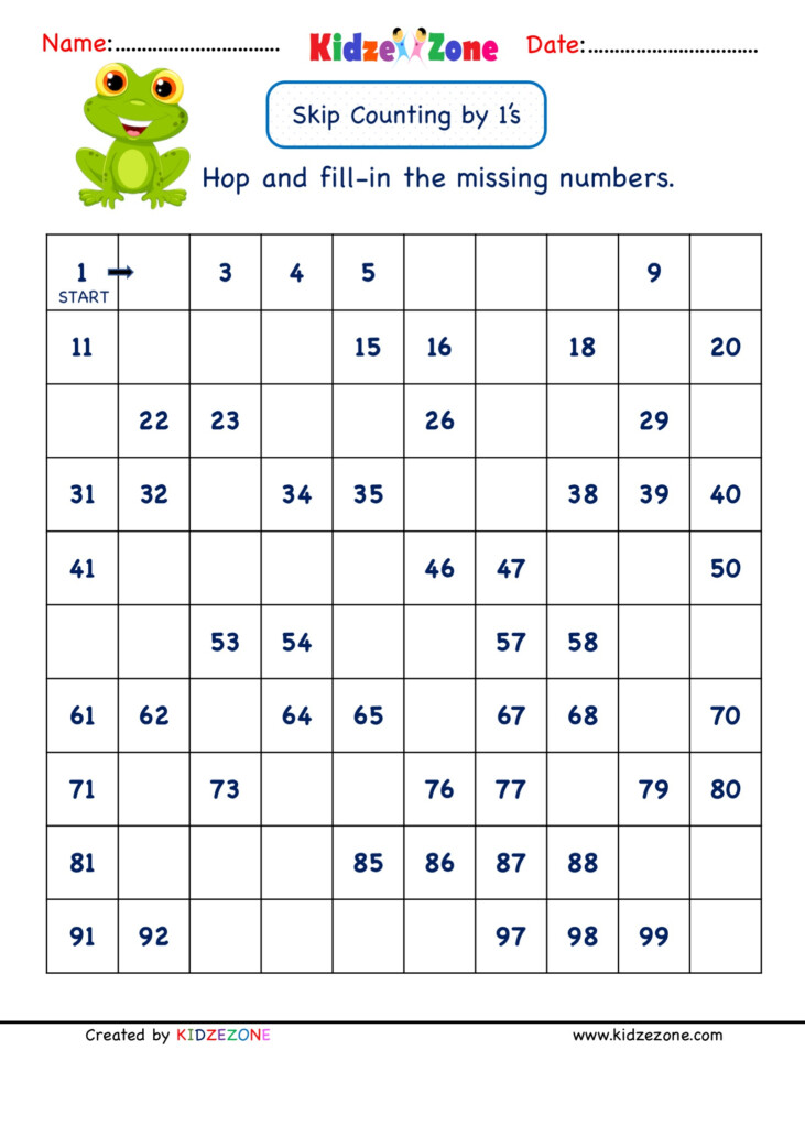 Grade 1 Math Skip Counting Worksheets KidzeZone