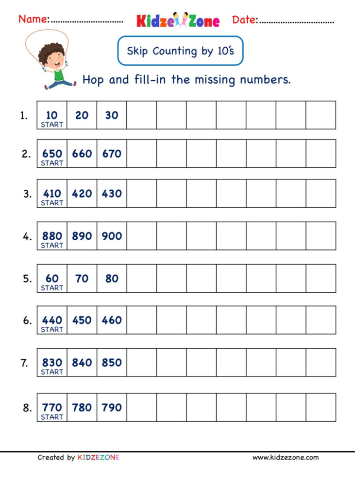 Grade 2 Math Skip Counting By 10 Practice Worksheet