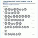 Grade 3 Math Worksheet Canadian Money Nickels Dimes And Quarters