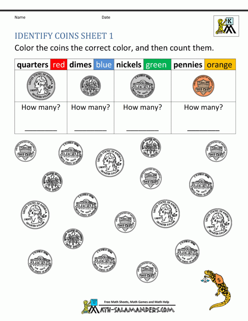 Kindergarten Money Worksheets 1st Grade